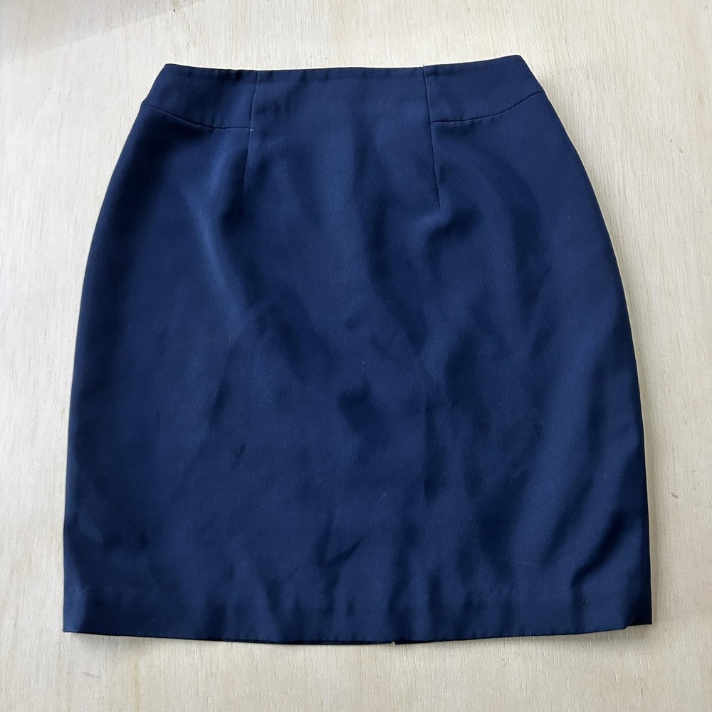 Embassy Row Skirt Womens 6 Blue Solid Pencil Knee Length Lined Zip Workwear